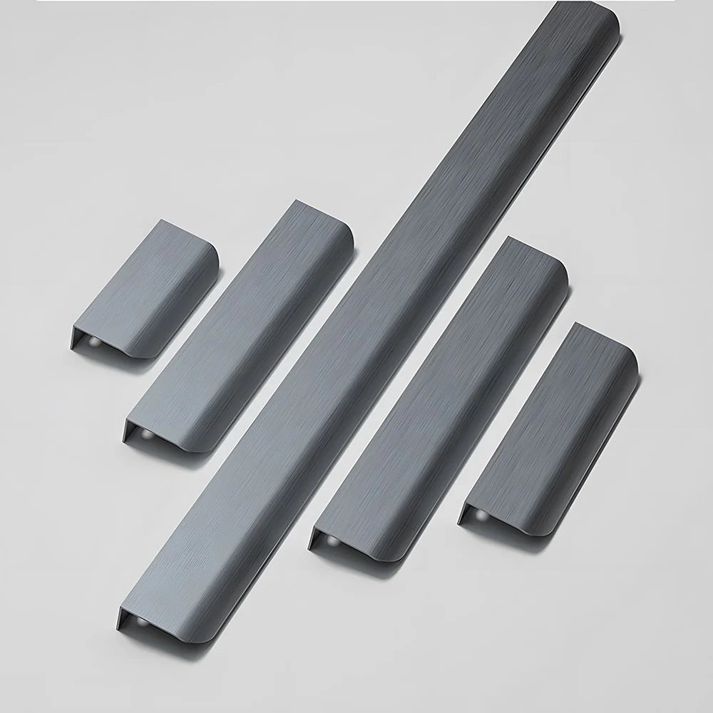 Grey Aluminum Kitchen Cabinet Profile Edge Pull Handles by LookiDecor