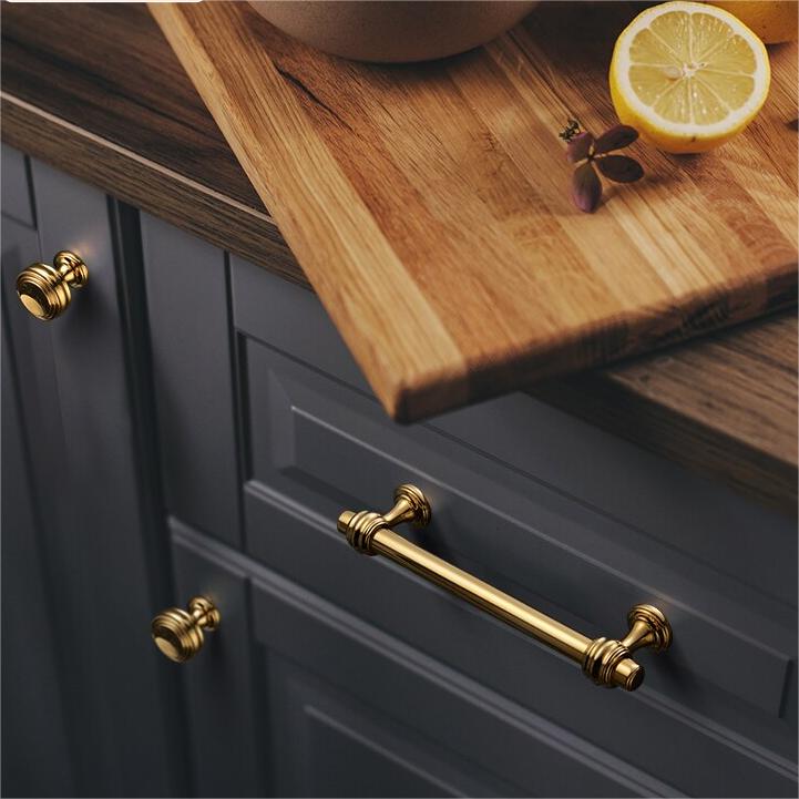 Brushed Gold Polished Bar Cabinet Handles for Kitchens by LookiDecor