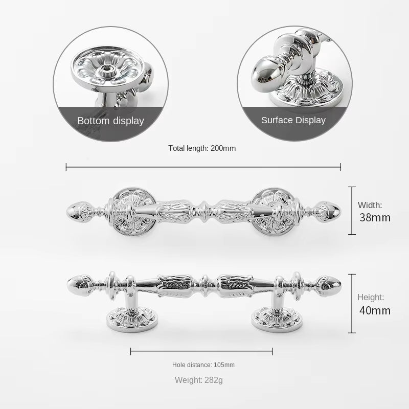 Polished Silver Cabinet Handles and Knobs French Door Pulls by LookiDecor