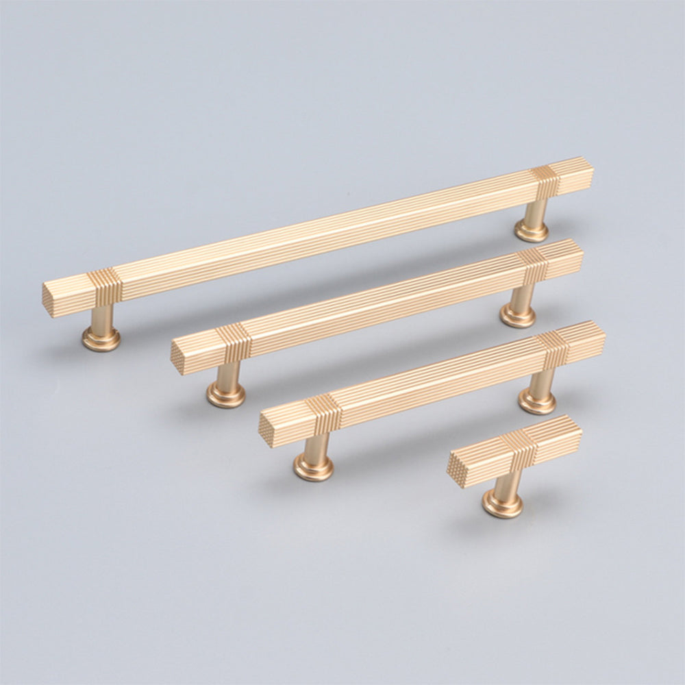 Gold Stain Finish Knurled Design Kitchen Cabinet Bar Pull Handles by LookiDecor