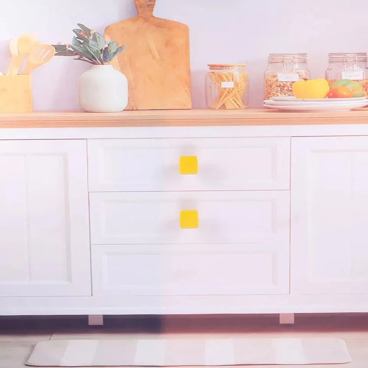 Yellow Ceramic Square Shape Children's Cabinet Drawer Knobs by LookiDecor