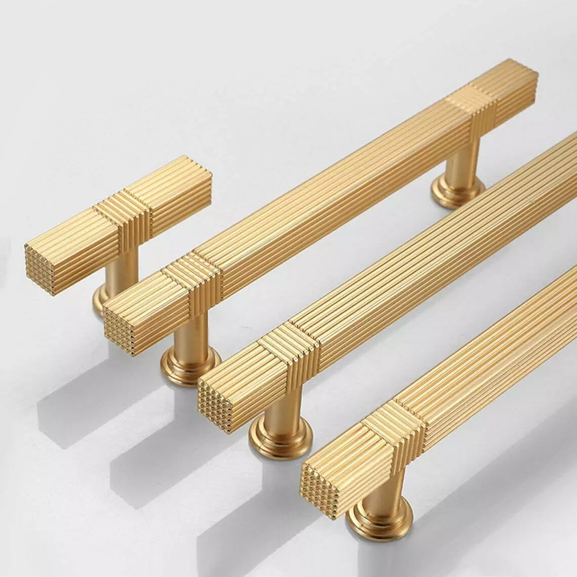 Gold Stain Finish Knurled Design Kitchen Cabinet Bar Pull Handles by LookiDecor