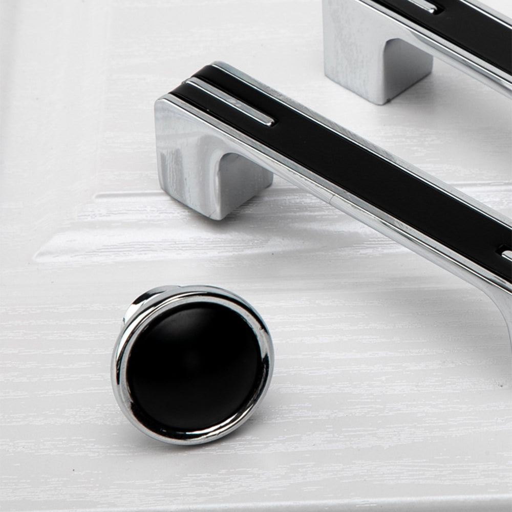 Modern Black and Chrome Kitchen Cabinet Handles by LookiDecor