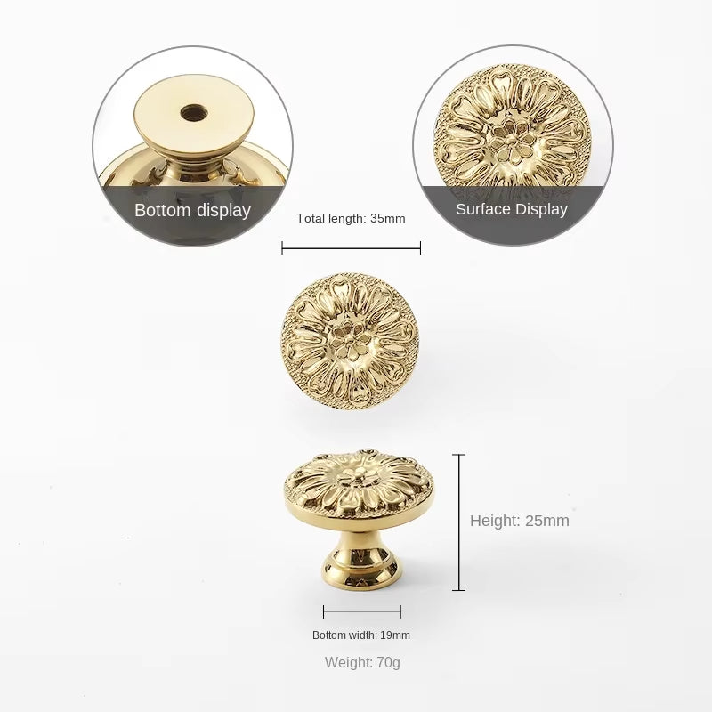 Polished Gold Cabinet Handles and Knobs Vintage French Door Pulls by LookiDecor