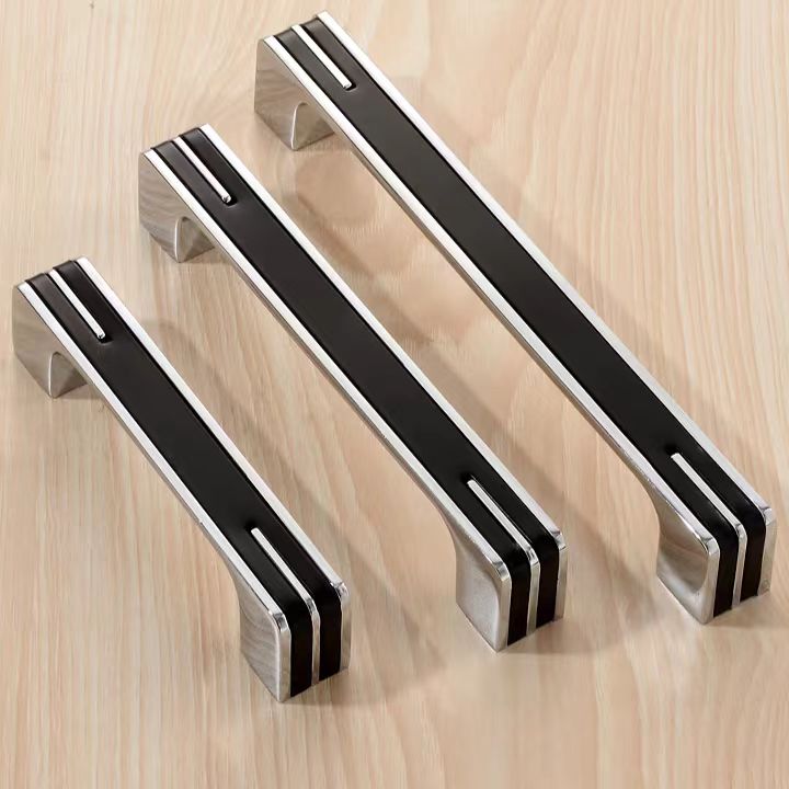 Modern Black and Chrome Kitchen Cabinet Handles by LookiDecor