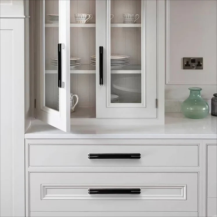 Modern Black and Chrome Kitchen Cabinet Handles by LookiDecor