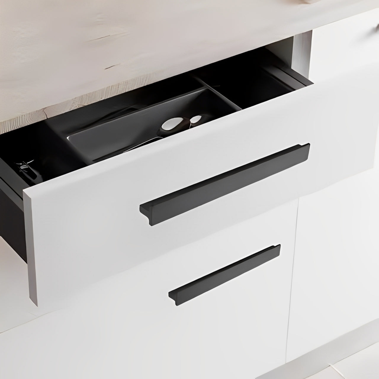 Matte Black Rectangle Shape Kitchen Cabinet Handles and Drawer Pulls by LookiDecor