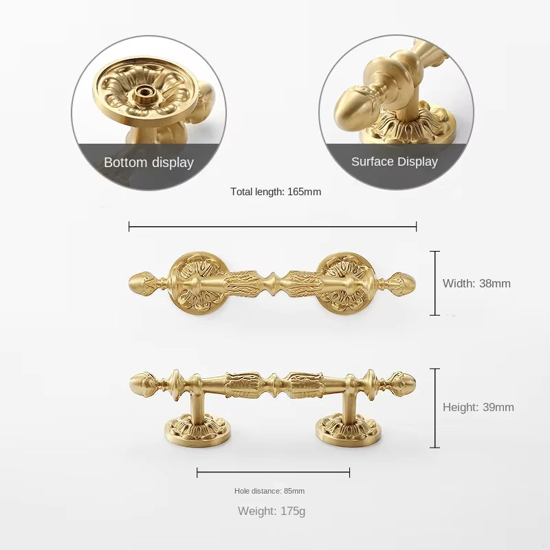 Vintage French Brushed Gold Brass Cabinet Pulls and Door Handles for Furniture by LookiDecor