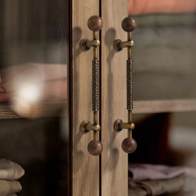 Vintage Walnut Cabinet Handles for Kitchens and Closets by LookiDecor