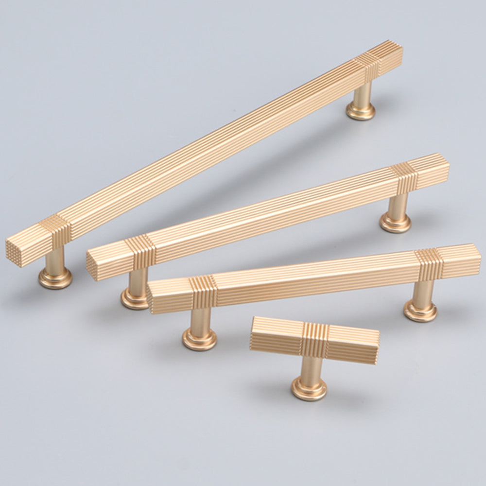 Gold Stain Finish Knurled Design Kitchen Cabinet Bar Pull Handles by LookiDecor