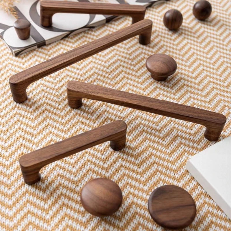 Minimalist Walnut Wood Cabinet Handles Drawer Pulls by LookiDecor