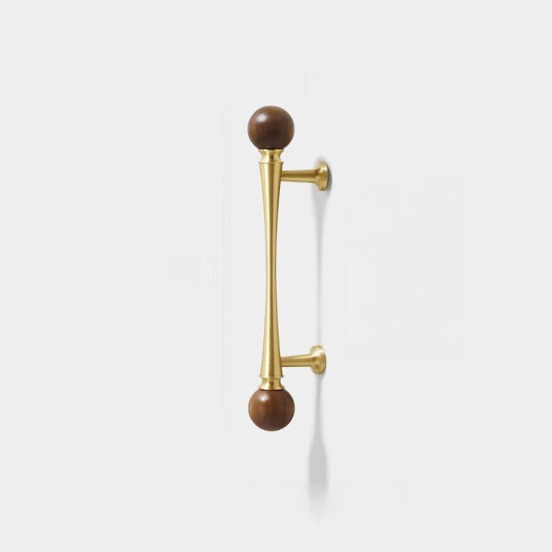 Vintage Walnut Brass Gold Cabinet Handles and Drawer Pulls by LookiDecor