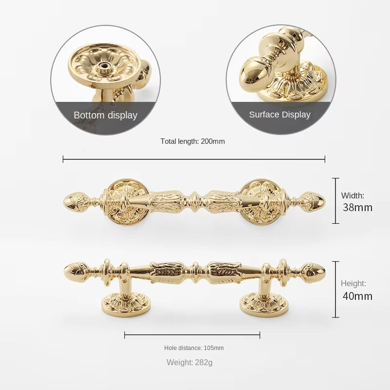 Polished Gold Cabinet Handles and Knobs Vintage French Door Pulls by LookiDecor