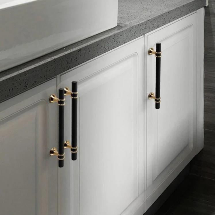 Black Gold Zinc Alloy Kitchen Bar Handles for Cabinets by LookiDecor