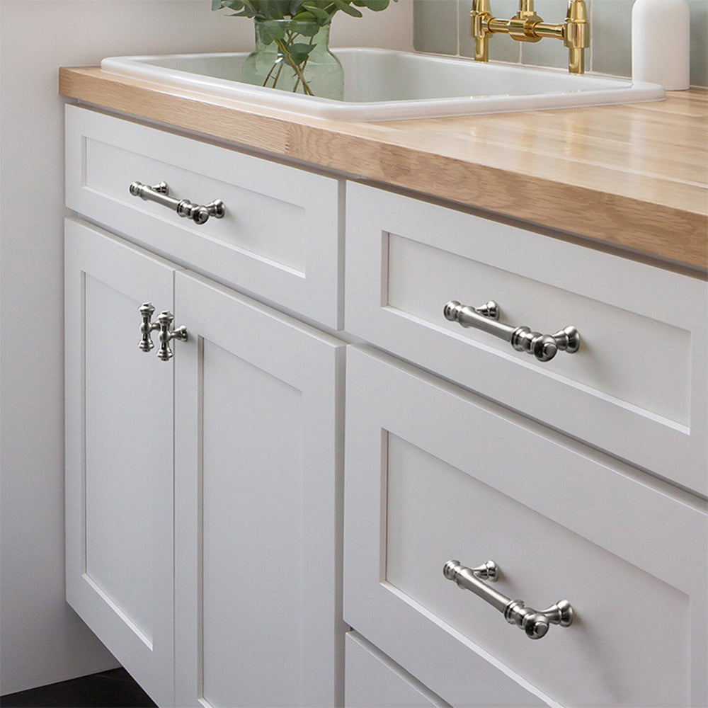 Silver Polished Bar Cabinet Handles and Drawer Pulls Handles for Kitchens by LookiDecor