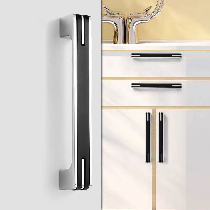Modern Black and Chrome Kitchen Cabinet Handles by LookiDecor