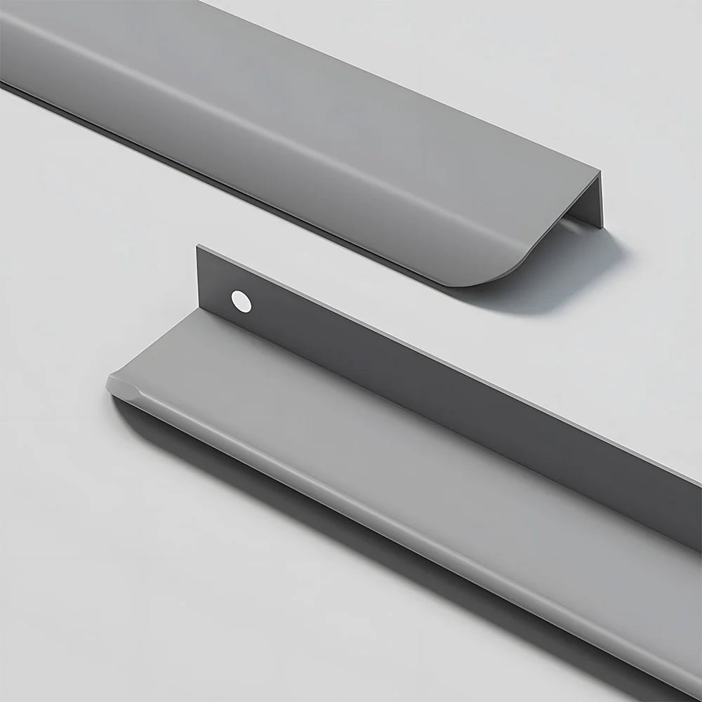 Grey Aluminum Kitchen Cabinet Profile Edge Pull Handles by LookiDecor