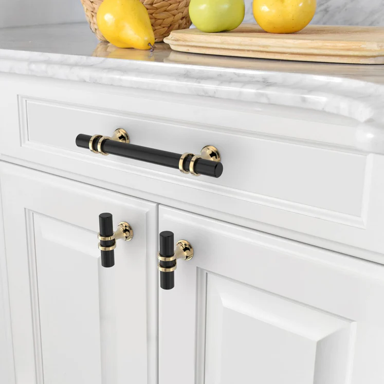 Black Gold Zinc Alloy Kitchen Bar Handles for Cabinets by LookiDecor
