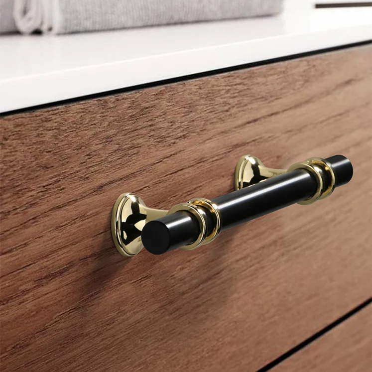 Black Gold Zinc Alloy Kitchen Bar Handles for Cabinets by LookiDecor