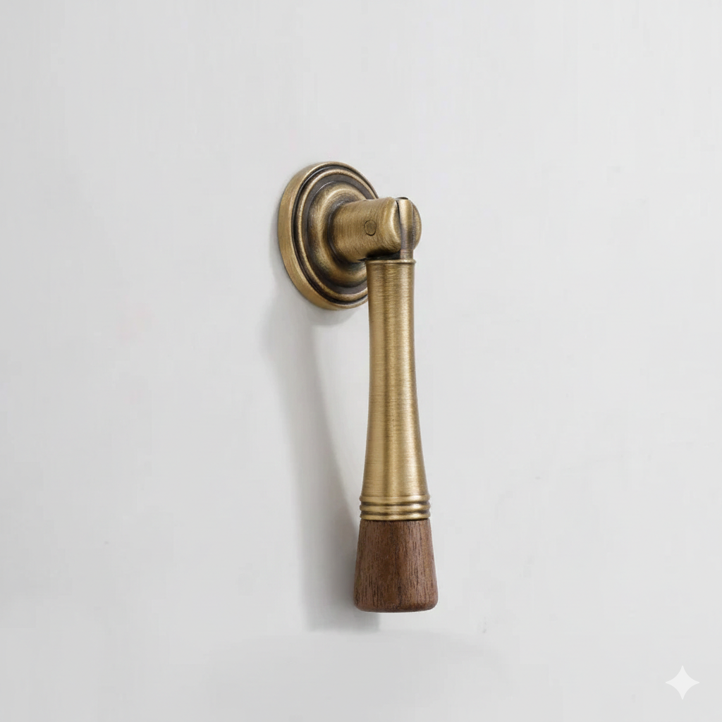 Vintage Walnut Brass Cabinet Handle Cabinets Drawer Pulls by LookiDecor