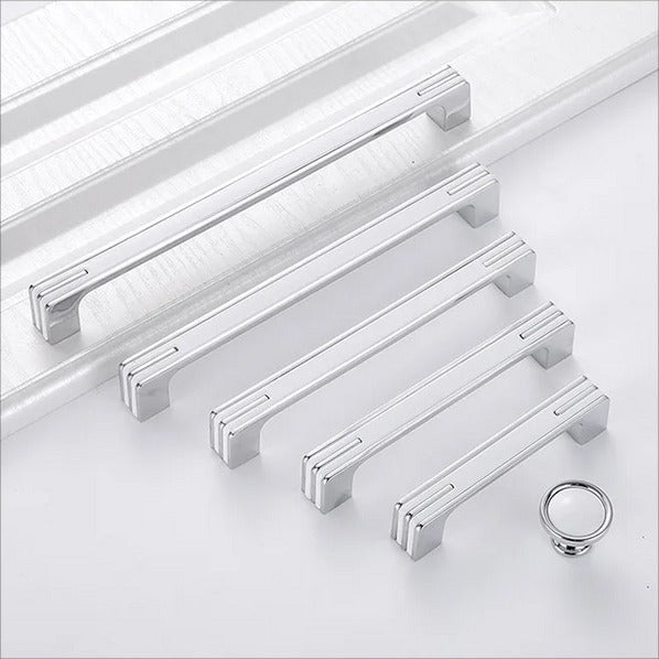 Black and Chrome Modern Cabinet Handles for Kitchens and Drawers by LookiDecor