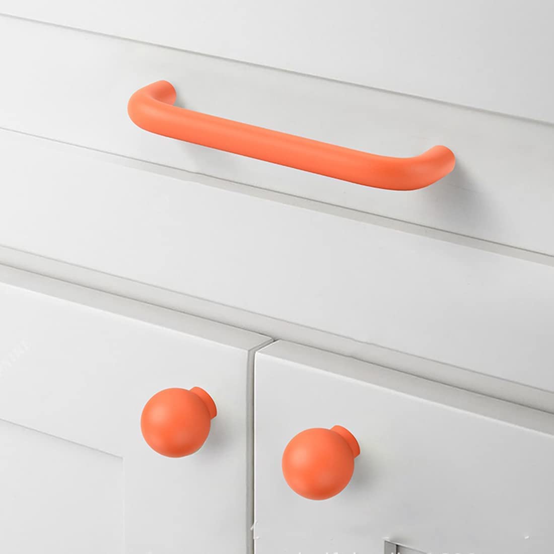Orange Macaron Cabinet Handles for Kids' Rooms by LookiDecor