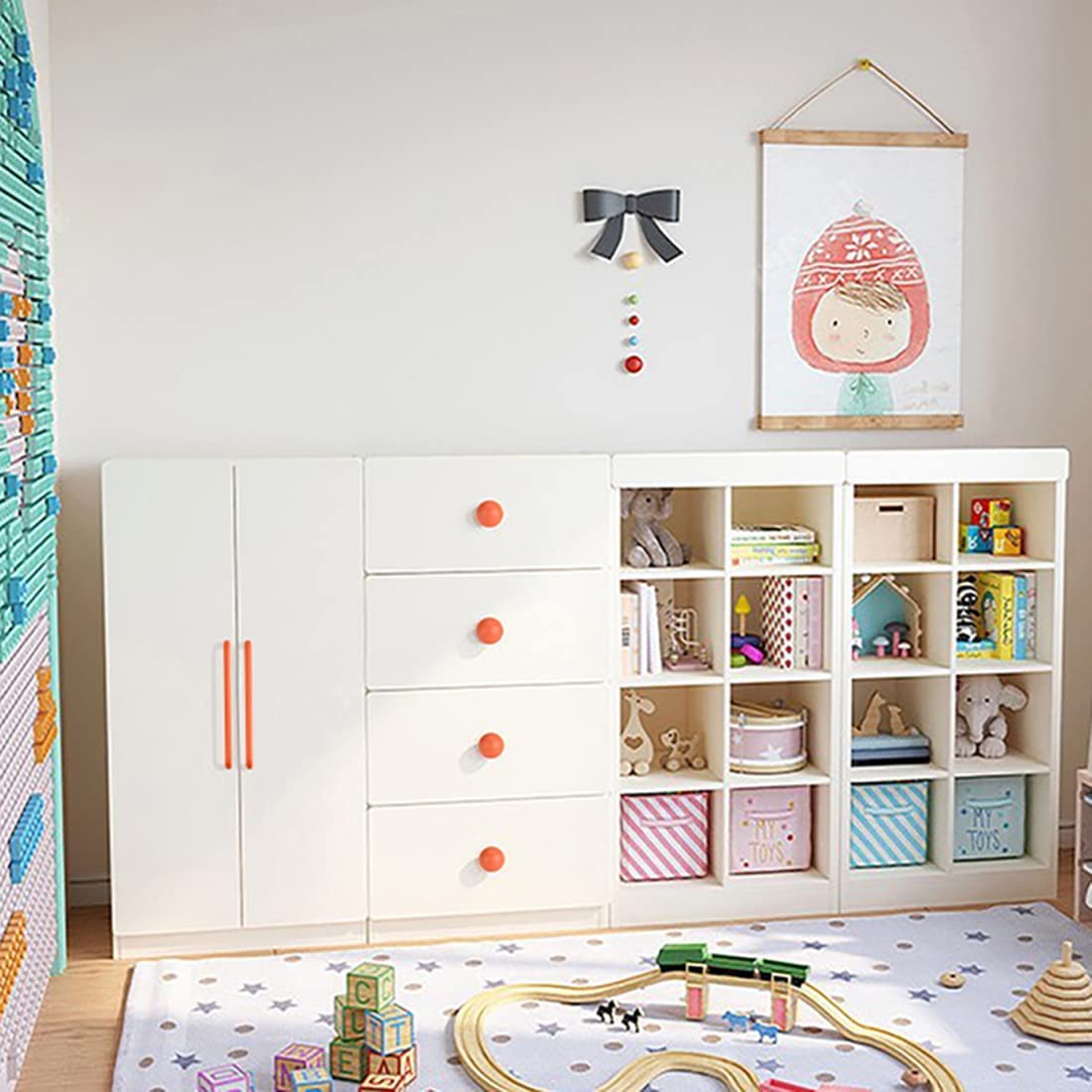 Orange Macaron Cabinet Handles for Kids' Rooms by LookiDecor