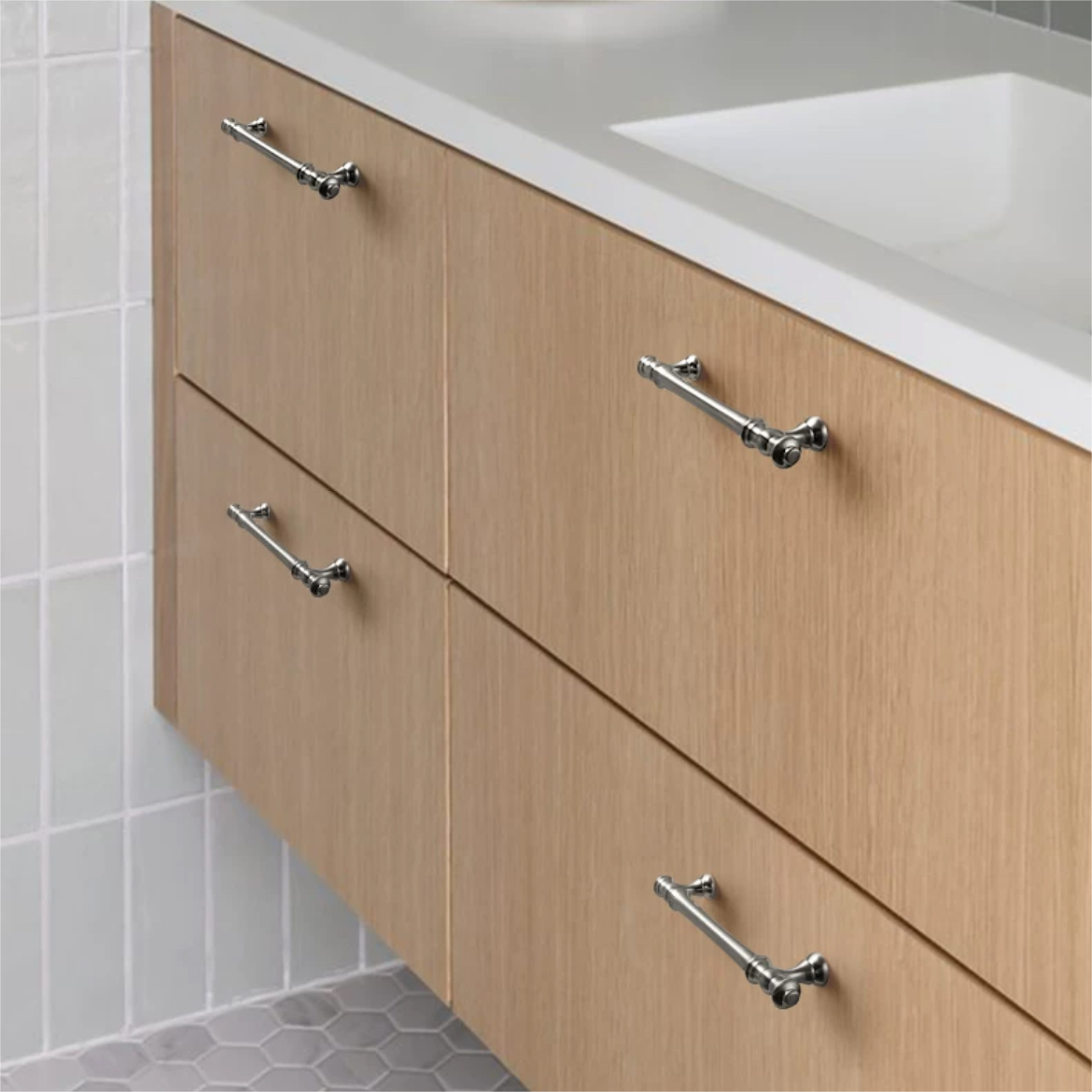Silver Polished Bar Cabinet Handles and Drawer Pulls Handles for Kitchens by LookiDecor