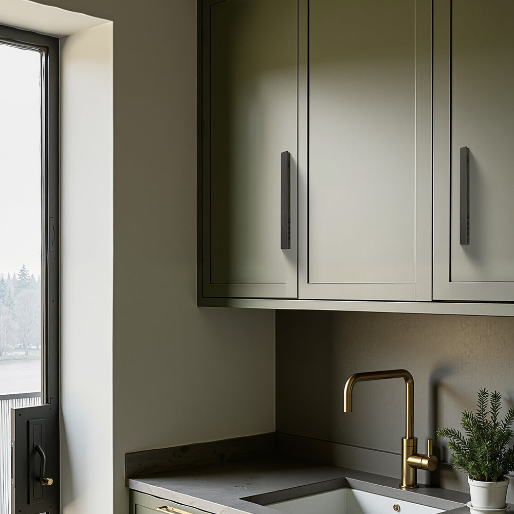 Matte Black Rectangle Shape Kitchen Cabinet Handles and Drawer Pulls by LookiDecor