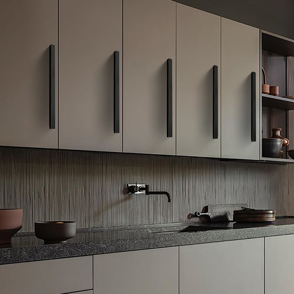Matte Black Rectangle Shape Kitchen Cabinet Handles and Drawer Pulls by LookiDecor