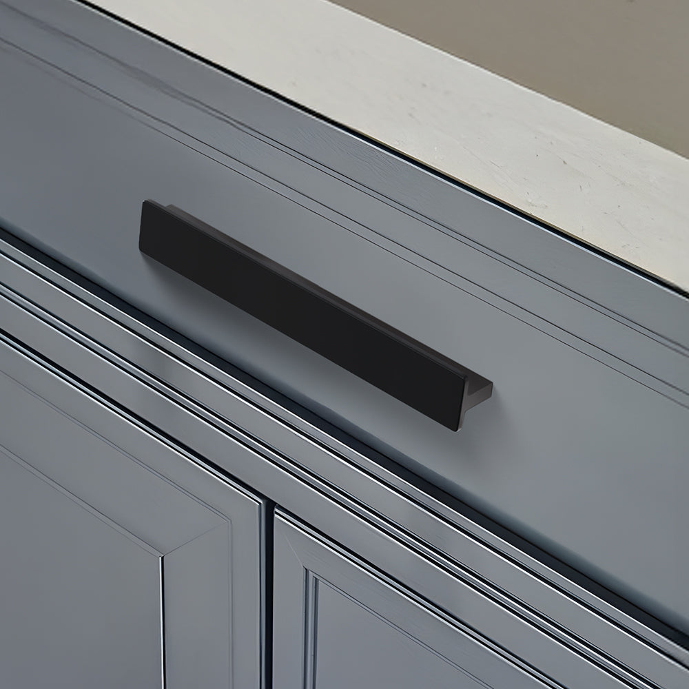 Matte Black Rectangle Shape Kitchen Cabinet Handles and Drawer Pulls by LookiDecor