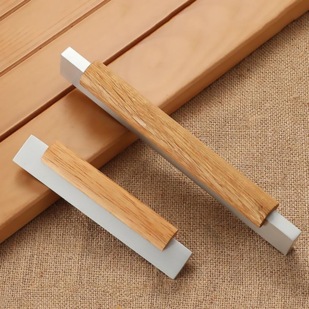 Silver Wood Modern Kitchen Cabinet Handles by LookiDecor