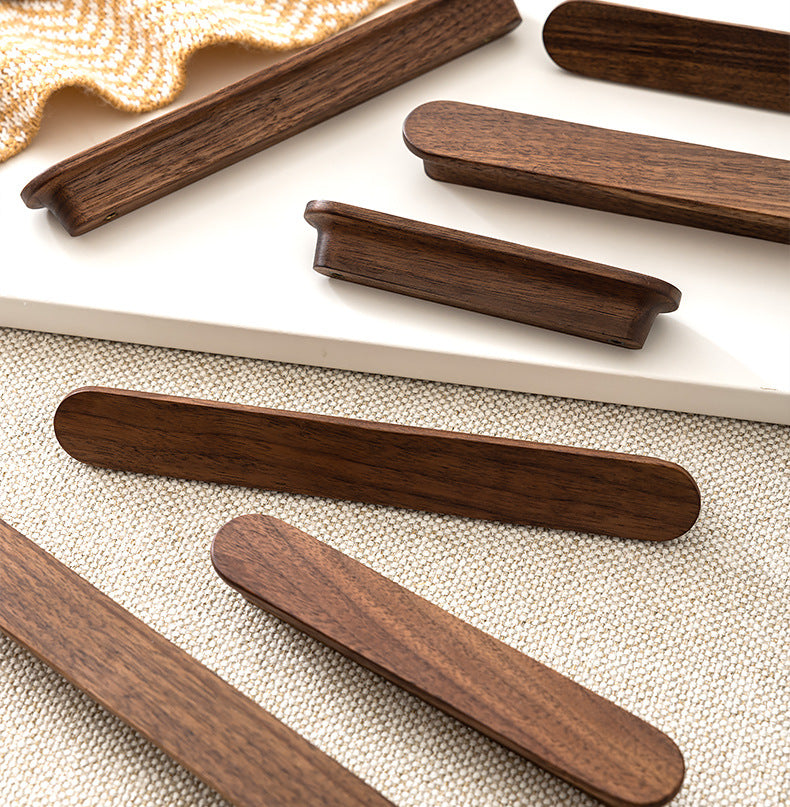 Walnut Wood Kitchen Cabinets Pulls for Drawers by LookiDecor
