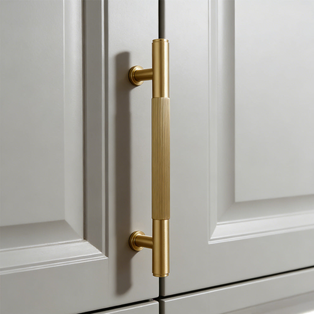 Gold Vintage Lined Brass Kitchen Cabinet Handles