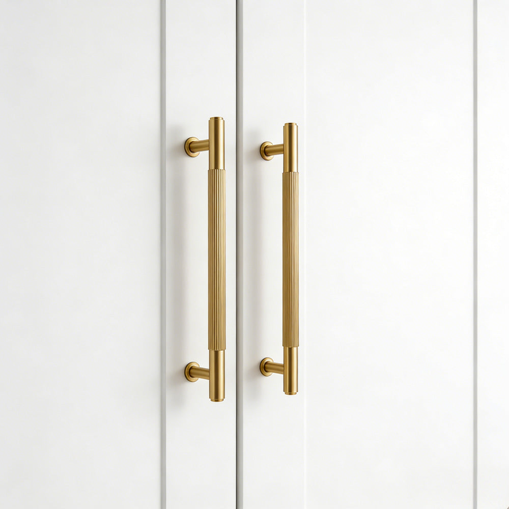 Gold Vintage Lined Brass Kitchen Cabinet Handles