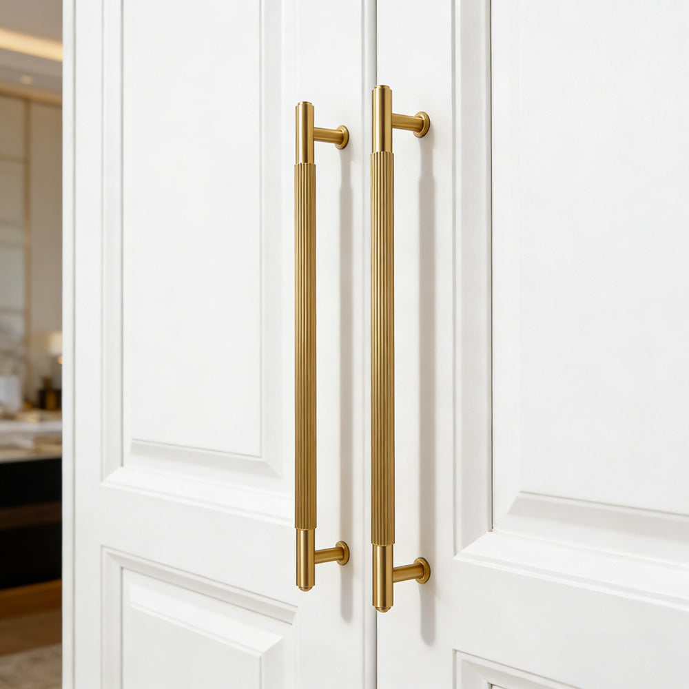 Gold Vintage Lined Brass Kitchen Cabinet Handles