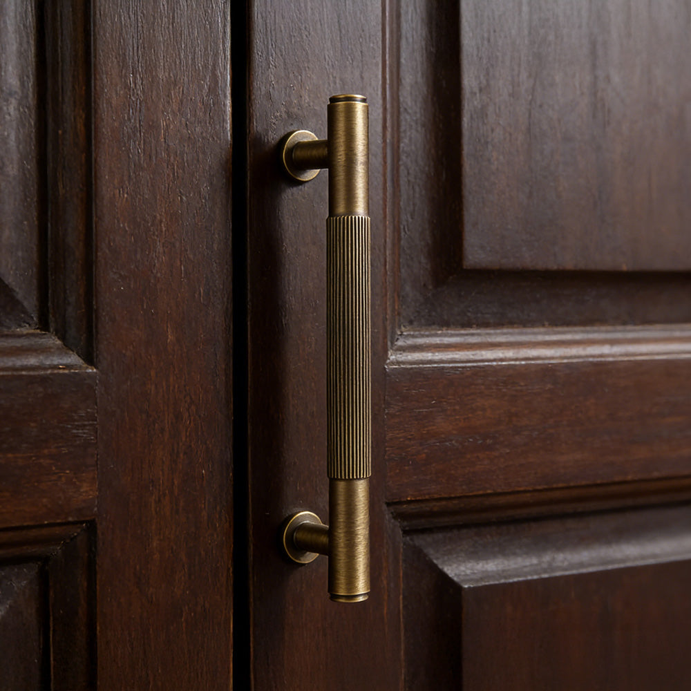 Bronze Vintage Lined Brass Kitchen Cabinet Handles