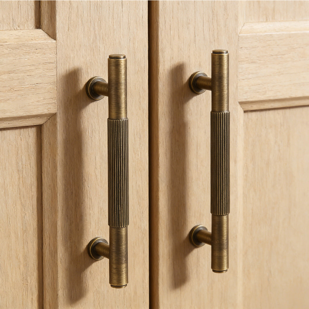 Bronze Vintage Lined Brass Kitchen Cabinet Handles
