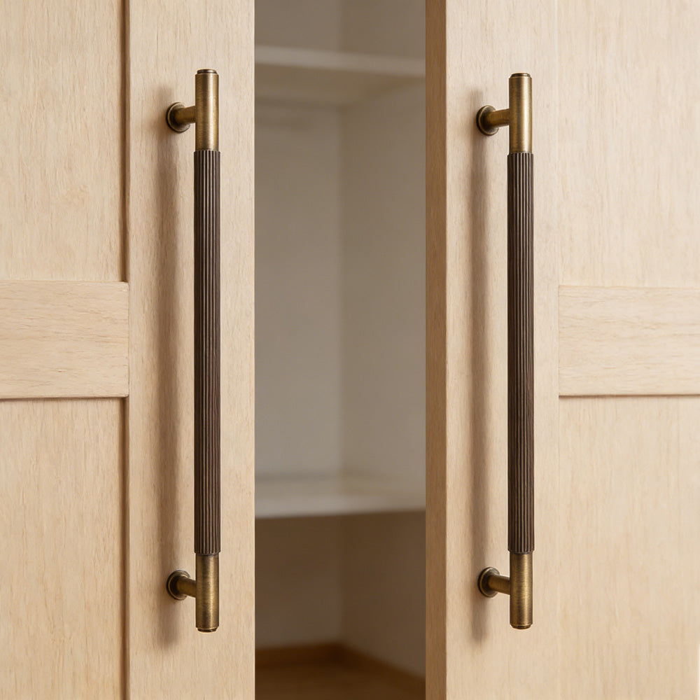 Bronze Vintage Lined Brass Kitchen Cabinet Handles