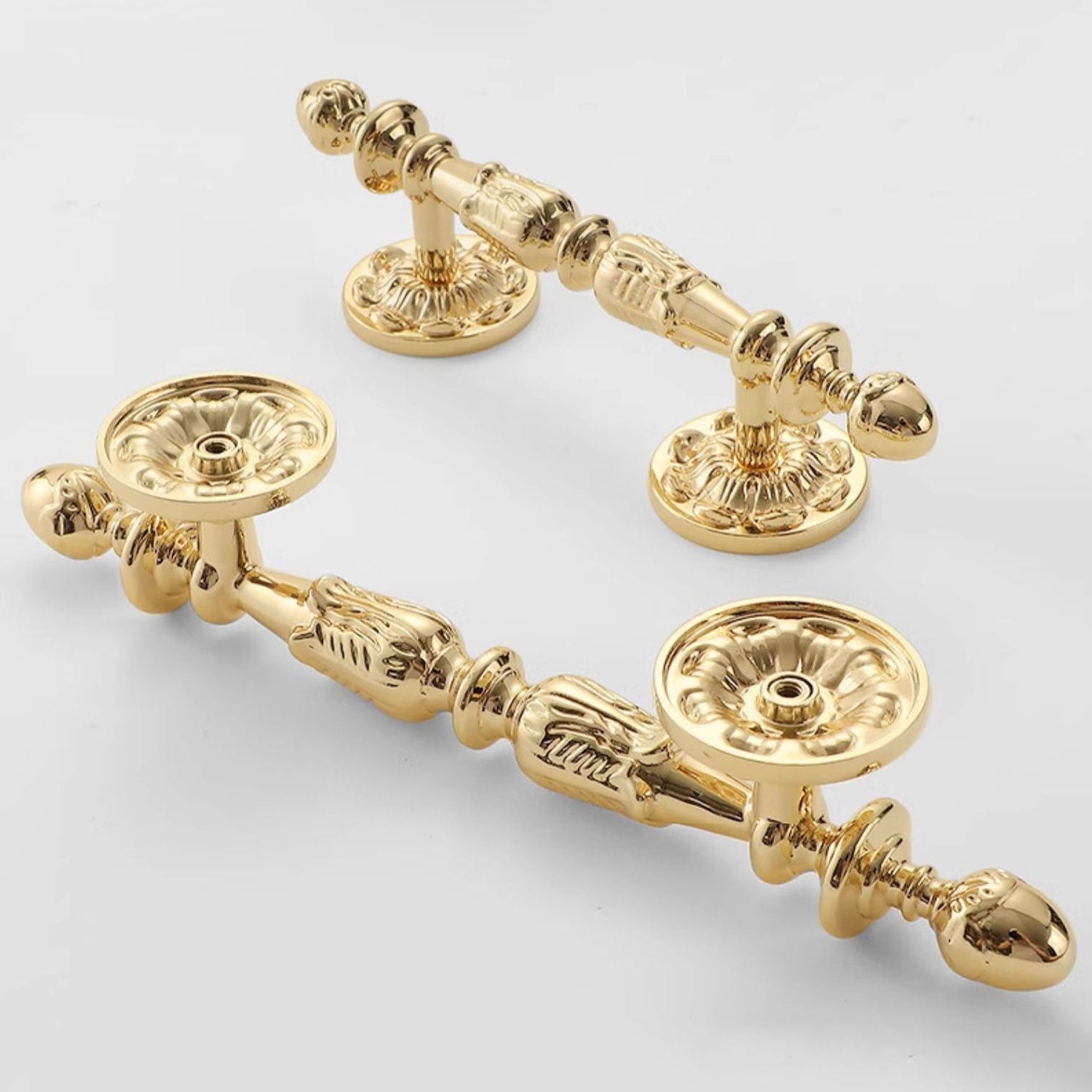 Polished Gold Cabinet Handles and Knobs Vintage French Door Pulls by LookiDecor