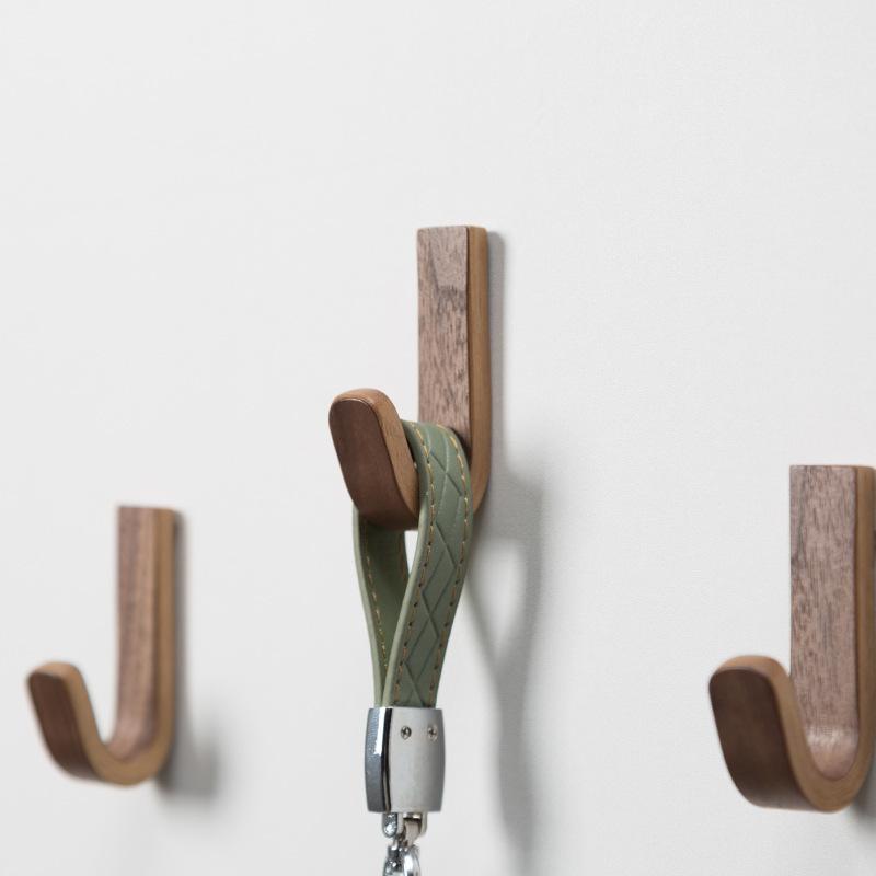 Self-Adhesive Walnut Wood Door Hooks for Clothes Towels by LookiDecor