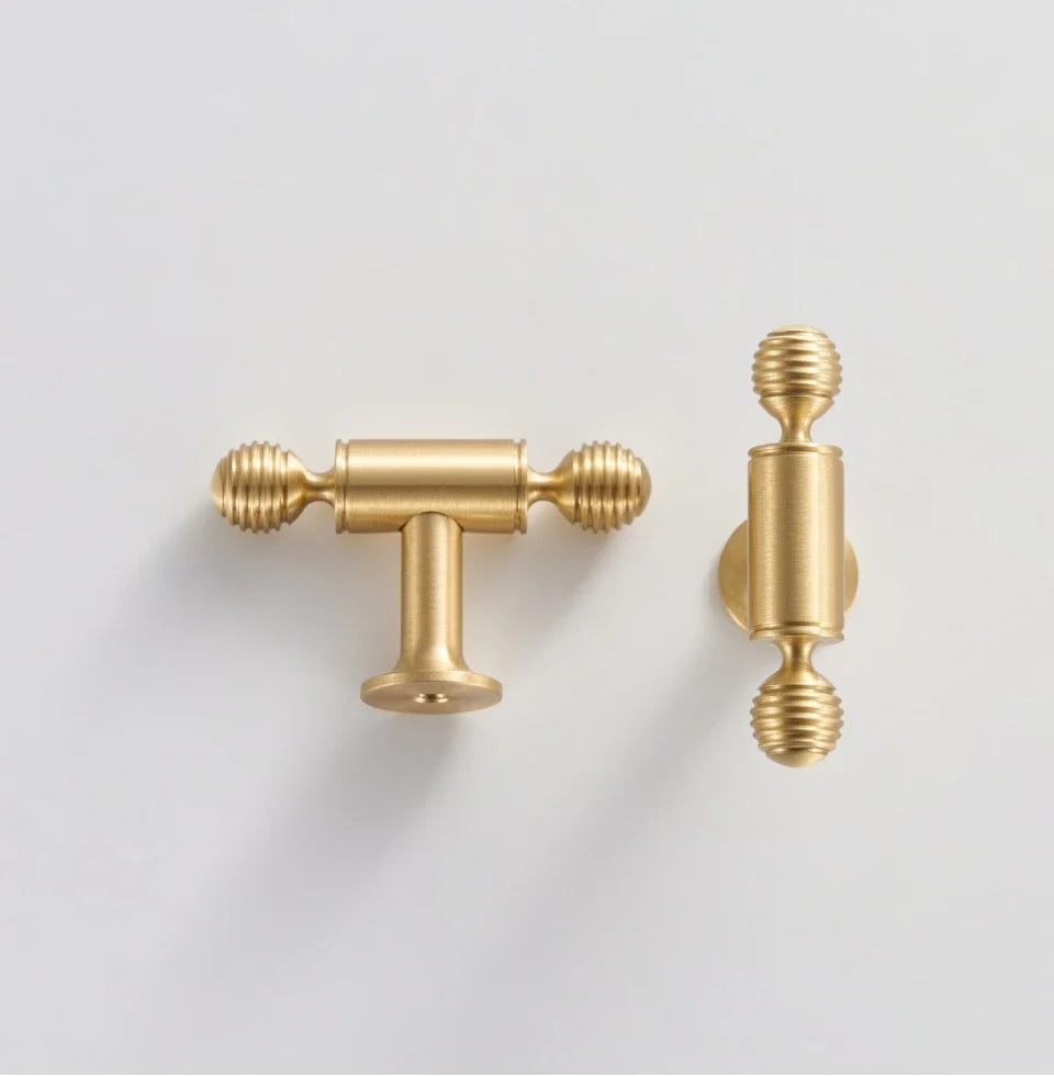 Solid Brass Gold T-BAR Closets Pull Cabinet Furniture Handles by LookiDecor