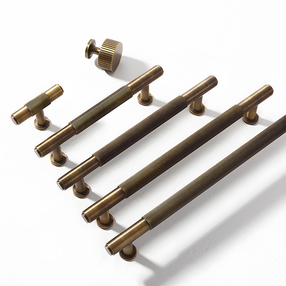 Bronze Vintage Lined Brass Kitchen Cabinet Handles by LookiDecor