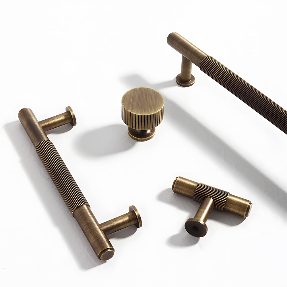 Bronze Vintage Lined Brass Kitchen Cabinet Handles by LookiDecor