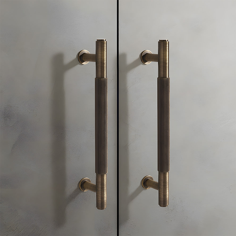 Bronze Vintage Lined Brass Kitchen Cabinet Handles by LookiDecor