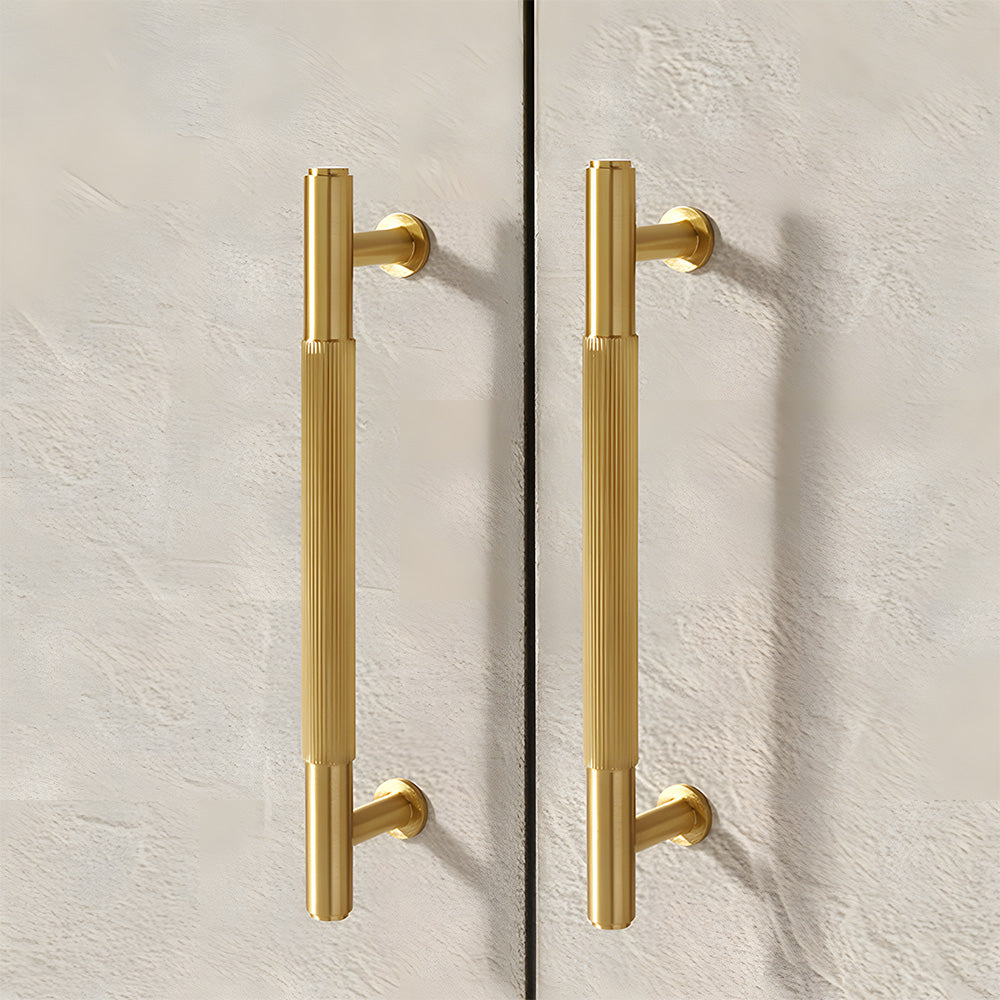 Gold Vintage Lined Brass Kitchen Cabinet Handles by LookiDecor