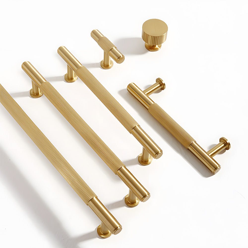 Gold Vintage Lined Brass Kitchen Cabinet Handles by LookiDecor