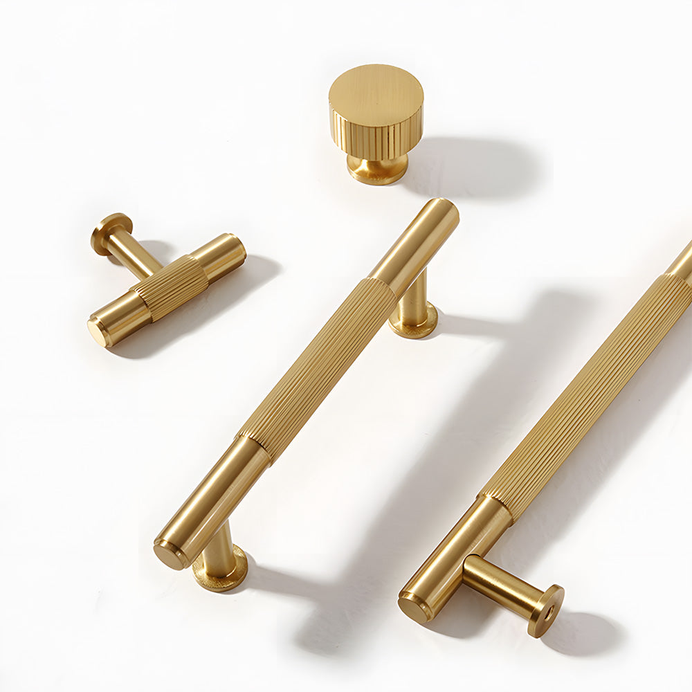 Gold Vintage Lined Brass Kitchen Cabinet Handles by LookiDecor