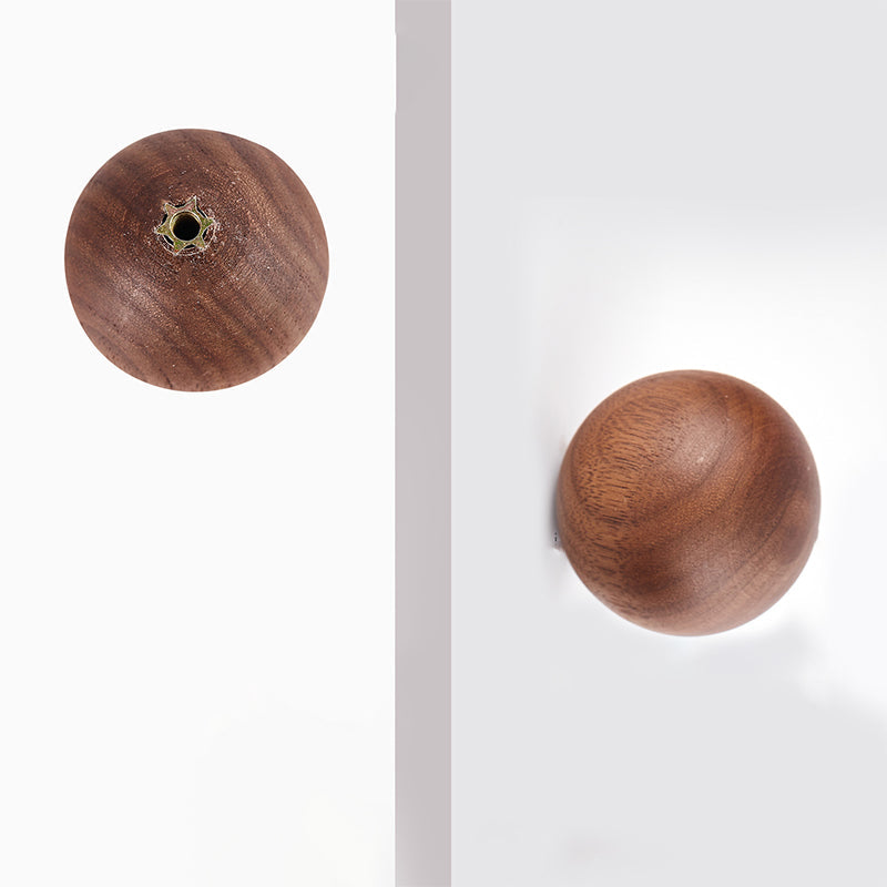 Beech and Walnut Wood Round Cabinet Knobs