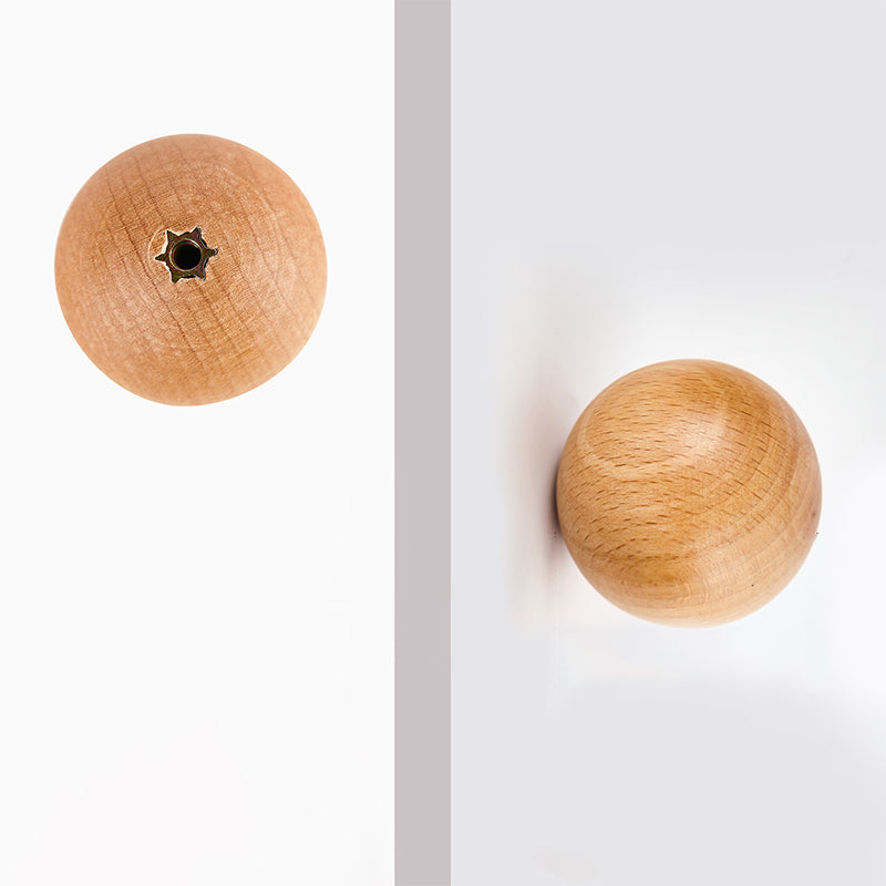 Beech and Walnut Wood Round Cabinet Knobs